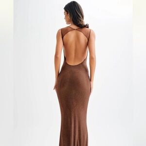Meshki Brown Backless Dress